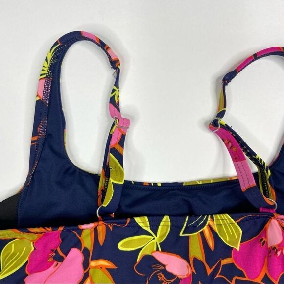LANDS’ END Floral Square Neck Tankini Swim Top - Picture 5 of 9